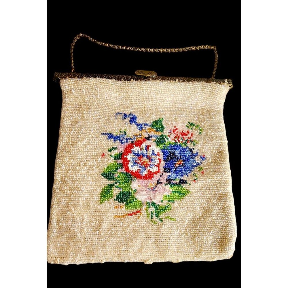 Antique Beaded Flower Bag (A4182)
